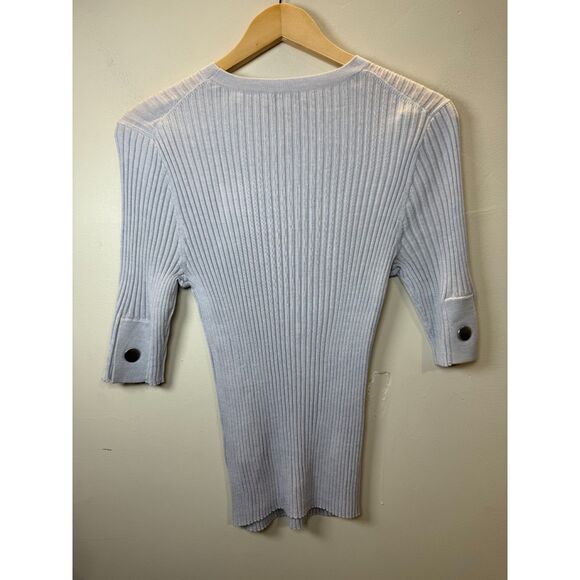 Vince Women's Size Large Gray Italian Wool Blend Snap Elbow Sleeve Top NWT - Picture 4 of 10